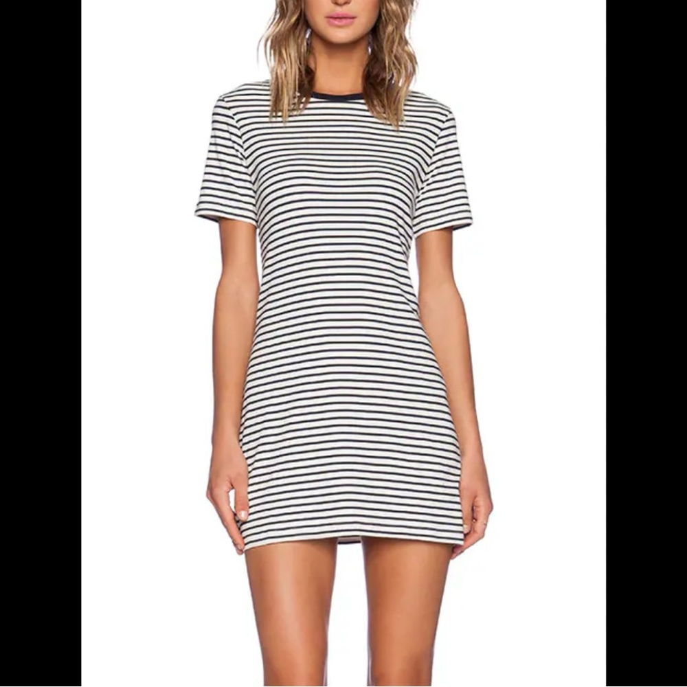 Theory Black and White Striped Mini Dress